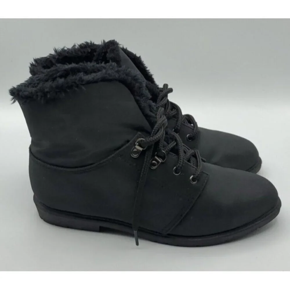 Original Rugged Outback  Womens Ankle Boots Black Waterproof 7.5 Sherpa Grunge